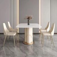 Prix de gros, nouveau design, mobilier de salle à manger moderne de luxe blanc, table à manger rectangulaire en marbre, ensemble de chaises, OKI Hotel/Villa