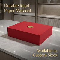 Boîte cadeau magnétique pliable rouge mat de luxe avec vernis sélectif UV - Emballage rigide en papier à double porte de qualité supérieure avec doublure dorée spécialisée
