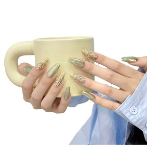 Autocollants pour ongles verts amande, style Ins, avec <span class=keywords><strong>strass</strong></span>, pour <span class=keywords><strong>manucure</strong></span>, amovibles, frais et simples - Product Image 3