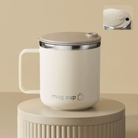 Mug à café en acier inoxydable sans BPA, anti-fuite, 400 ml, à double paroi isolée, réutilisable, avec poignée et couvercle coulissant