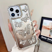 Luxe Placage Paillettes Bling Laser Papillon Téléphone étui pour iphone 17 16 15 14 13 12 11 Pro Max Plus Couverture