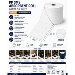 ม้วนดูดซับน้ำมันสีขาวไลท์ โพลีโพรพิลีน 100% ขนาด 38 ซม. x 4600 ซม. - Product Image 3