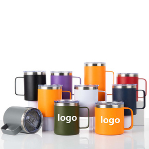 Bán buôn 12oz 14oz leakproof đôi tường thép không gỉ chân không nhiệt cách điện cà phê du lịch Mug Coffe cup với nắp xử lý - Product Image 4