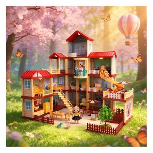TOYSRUNNER <b>Mini</b> House Toy DIY Miniature Dollhouse with Furniture Accessories Plastic Model Creative Gift for 5 7 Years <b>Old</b> Kids - Product Image 1