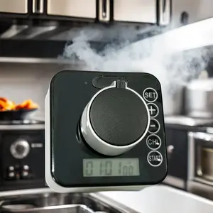 Temporizador digital de plástico ecológico para cozinha, interruptor a gás em formato quadrado