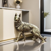 Grande sculpture en laiton de Berger Allemand, ornement de protection et de surveillance, objet d'art artisanal pour salon, table à thé, figurine de thé ou décoration de bureau
