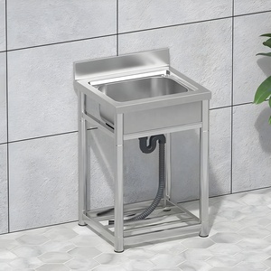 Évier de jardin autoportant intégré en acier inoxydable, évier portable extérieur pour buanderie, salle de bain, cuisine de ferme - Product Image 3