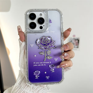 Haute qualité 3 en 1 époxy paillettes Bling avec diamant Rose étui de téléphone portable <span class=keywords><strong>incassable</strong></span> pour HONR X8B X8C - Product Image 3