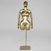 Mannequin de présentation femme en plastique, taille S, pour robes, avec hanches et buste, demi-corps, sur support doré