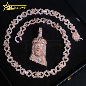<span class=keywords><strong>Collana</strong></span> cubana Hip Hop <span class=keywords><strong>personalizzata</strong></span> Infinity 925 argento Sterling placcato in oro con passaggio diamante Test Moissanite con catena a maglie cubane ghiacciate - Product Image 4