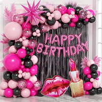Ensemble de ballons guirlande noir et rose foncé sur le thème de la Saint-Valentin, décoration rideau de pluie pour mariage, fête d'anniversaire, bannière