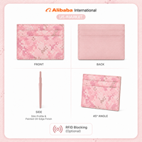 Portefeuille fin tendance à motif pixel en cuir rose pour le bureau et les trajets quotidiens, avec finition des bords peints à l'huile et rangement facile pour les cartes