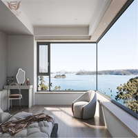Ventana abatible de aluminio de estilo francés DEMEA con rotura térmica Malla de pantalla de acero inoxidable para el exterior del hogar para el baño