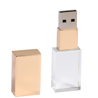 Memoria USB de Cristal Impresa en 3D con Logotipo Personalizado, Memoria Flash de 8GB-64GB Gratis, Nuevos Productos Metálicos, Unidad Flash USB 2.0 de Cristal Transparente, Nuevos Productos