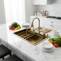Fregadero de Cocina de Acero Inoxidable 304 SUS304, Nano Oro, Multifuncional, Antibacteriano, Antimanchas, para Cocina China y Occidental
