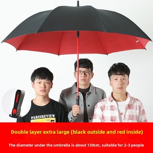 Durable a prueba de viento Sun <span class=keywords><strong>Rain</strong></span> Umbrella Mango largo Tamaño grande Hombres Semiautomático Reforzado Heavy <span class=keywords><strong>Rain</strong></span> Negro Diseño clásico - Product Image 6