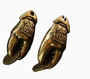 Vent chinois mains riches et prospères griffes de crabe en laiton cinq empereurs argent porte-clés pendentif hommes et femmes porte-clés pendentif - Product Image 6