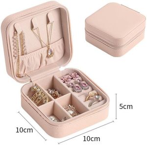 Estuche de Viaje Portátil Mini Rosa de Cuero PU con Logotipo Personalizado para Anillos, Pendientes y Collares, Organizador de Joyas de Terciopelo con Cremallera - Product Image 5
