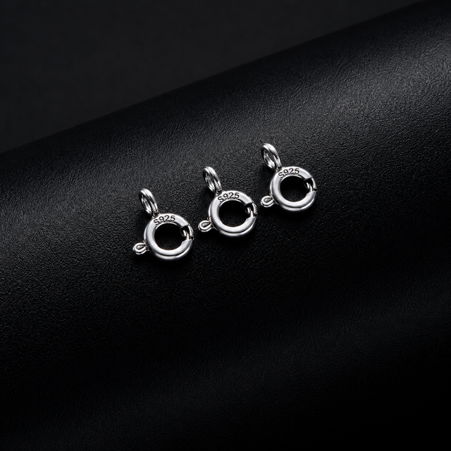 925 Sterling Silver Spring Ring Clasp High Polish Durable Jewelry Connector for Necklace Bracelets DIY Craft Easy Secure Closure