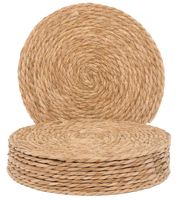 Sets de table ronds tissés en jacinthe d'eau naturelle, style rustique classique, en rotin, ajustables et réutilisables, pour table de salle à manger, maison et mariage