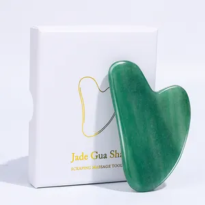 Factory Wholesale Natural Green Aventurine Stone Face Guasha Massage Tool Custom Logo Heart Shape Facial Skin Care Jade Gua Sha