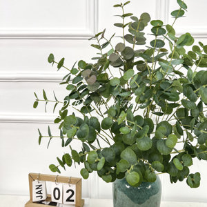 Hojas verdes de seda <span class=keywords><strong>artificial</strong></span> de alta calidad, tallos de hojas de rama de tacto Real, arreglo Floral, boda, Navidad - Product Image 2
