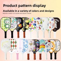 Raquette de pickleball pour enfants et adultes, ensemble complet pour sports de plein air, noyau en nid d'abeille de 16mm, motif de dessin animé, mat, 35.6cm, léger