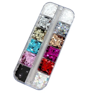 Paso Sico Kit <span class=keywords><strong>de</strong></span> Bijoux pour Ongles à Paillettes Rondes Brillantes Effet Feuille Métallique 12 Grilles, Points Grands et Petits, Autocollants DIY pour Ongles, Emballage Basique - Product Image 1