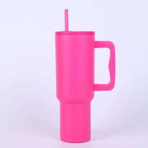 Insulated <b>Travel</b> Car H4.0 <b>Handle</b> Tumbler 40oz <b>Mug</b> Lid Straw Anti-Slip OEM ODM Custom Logo - Product Image 2