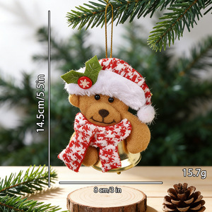 Décorations de Noël en peluche : Père Noël, Bonhomme de neige <span class=keywords><strong>et</strong></span> Ours en peluche avec clochette dorée – Décorations suspendues en tissu doux pour les fêtes - Product Image 6