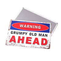 Impresión de cartel de estaño de advertencia decorativo Vintage, cuidado con el viejo gruñón, placas de Metal, cartel con eslogan para decoración de pared
