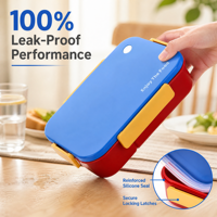 Boîte à lunch en plastique Bento, étanche, micro-ondable, 600 ml, récipient alimentaire avec fourchette pour enfants, école, bureau