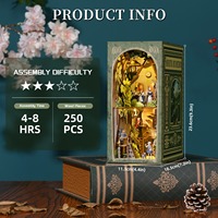 Kit de construction de maison en bois écologique avec lumières LED pour la décoration d'étagères, jouet miniature DIY