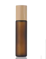 Flacon de parfum à bille en verre ambré transparent avec bouchon en bambou ODM, huile essentielle, bille en acier, 5 ml, 10 ml, 15 ml