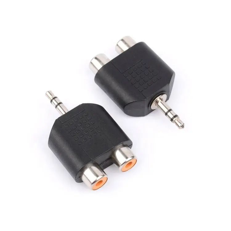 1/8 "3.5 millimetri stereo <span class=keywords><strong>TRS</strong></span> spina a 2pcs RCA Femmina di Estensione Accoppiatore Connettore AV Audio Adapter