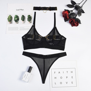 New Halter Neck Garters Belt Lingerie <b>Set</b> <b>Sexy</b> Erotic See-through Mesh Underwear <b>Set</b> for Woman - Product Image 6