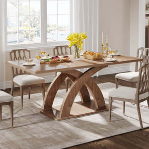 <span class=keywords><strong>Table</strong></span> à manger <span class=keywords><strong>rectangulaire</strong></span> moderne en bois massif pour 4 à 6 <span class=keywords><strong>personnes</strong></span>, meubles de maison durables - Product Image 1