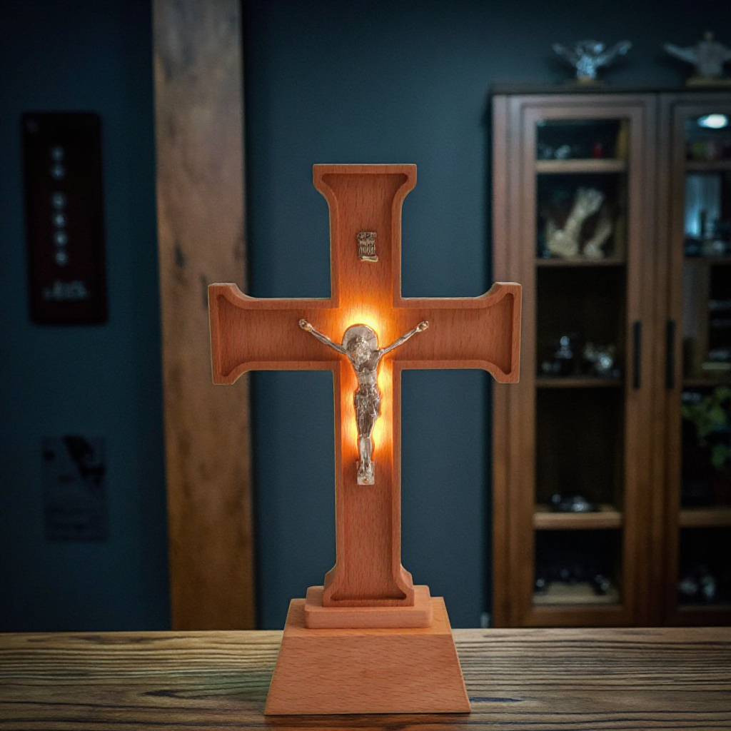 Crocifisso A Forma Di Croce LED Lampada Da Notte Ornamento Chiesa - 6