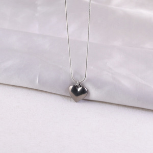 Stainless Steel Heart Pendant Necklace 8MM 10MM 12MM 16MM <b>Mirror</b> Finish Clavicle <b>Chain</b> Unisex Gift Jewelry - Product Image 4