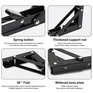 Giá Rẻ Góc L Hình Dạng Nhà Bếp Phần Cứng Nhà Treo Ẩn Cố Định Nổi Gắn Màu Đen Kim Loại Phòng Ngủ 8-Inch Nhiệm Vụ Nặng Nề Chân Đế - Product Image 4