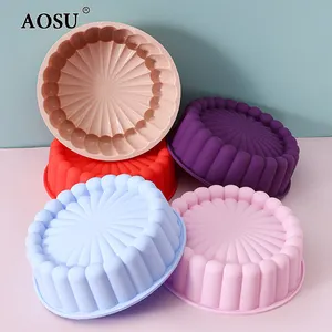 AOSU Easy Clean 20*6,2 cm molde de pastel de silicona de grado alimenticio resistente a altas temperaturas moldes de pastel de girasol de silicona molde para hornear pasteles