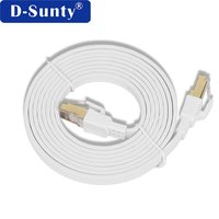 Câble Ethernet plat Cat8 en PVC D-sunty, conducteur en cuivre pur, SFTP 30AWG, connecteur RJ45, noir et blanc, 1m 30m, automatisation