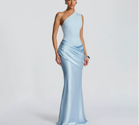 Robes longues vintage asymétriques à une épaule pour femmes, élégantes robes de soirée en tulle, robes en satin à taille basse asymétrique pour femmes