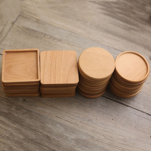 Posavasos de madera redondos y cuadrados de color sólido, grabados, con aislamiento térmico, para tazas de café, uso promocional - Product Image 2