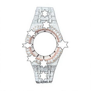 Montre mécanique de luxe pour homme en or rose, style antique, sertie de moissanite VVS, analogique, en acier inoxydable et verre, fournisseur indien direct - Product Image 1