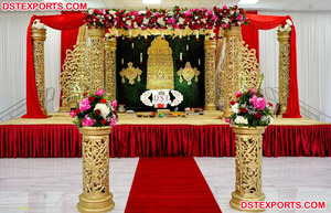 Mandap Portátil Dorado con Temática Rajwada, Tradicional para Bodas, Hecho de Fibra de Vidrio, para Decoración de Ceremonias Nupciales, en Venta - Product Image 3