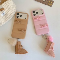 Coque d'hiver matelassée XP1253 avec nœud compatible avec Apple 17 Pro Max, iPhone 16/15 Pro, et 14 Pro – Nouvelle collection automne-hiver, offre spéciale
