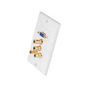 New design TRRS 3.5mm VGA 3RCA Composite Audio Video Wall Face Plate Panel(3,5mm+ 3 RCA + 1 VGA)-White