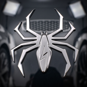 Hanwell Lightning Chrome Spider <b>Decorative</b> <b>Plate</b> Emblem-MetalHead Collection 3.3x3.3 Inches 2mm Thick - Product Image 3