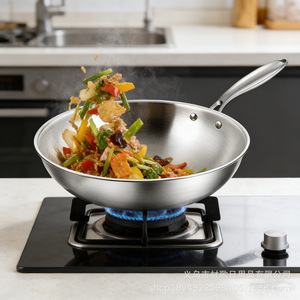 Chinese Style Stainless Steel Wok 32cm Non-Stick Uncoated For Gas Stove Home Cooking - Product Image 5